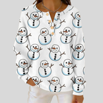 Nicole white snowman waffle knit sweater, front view