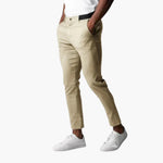 Cormac men's cropped stretch chino pants in Beige, view 9