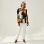 Amelia geometric print waffle knit sweater, view 3