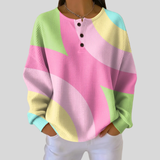 Veronica pastel color block waffle knit sweater, front view