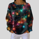 Sandra string light print waffle knit sweater, front view
