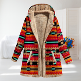 Sandra | Multicolor Aztec Print Fleece-Lined Coat