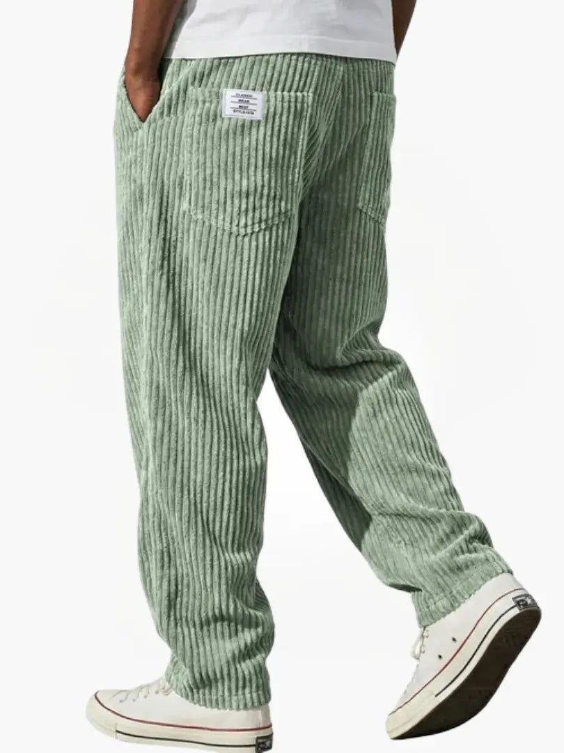 Earl men's wide wale corduroy pants in Light Green, view 5