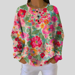 Margot colorful flower waffle knit sweater, front view