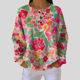 Margot colorful flower waffle knit sweater, front view