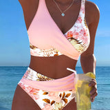 Faye | Bikini with Contrasting Floral Print and Slit