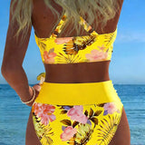 Faye | Bikini with Contrasting Floral Print and Slit