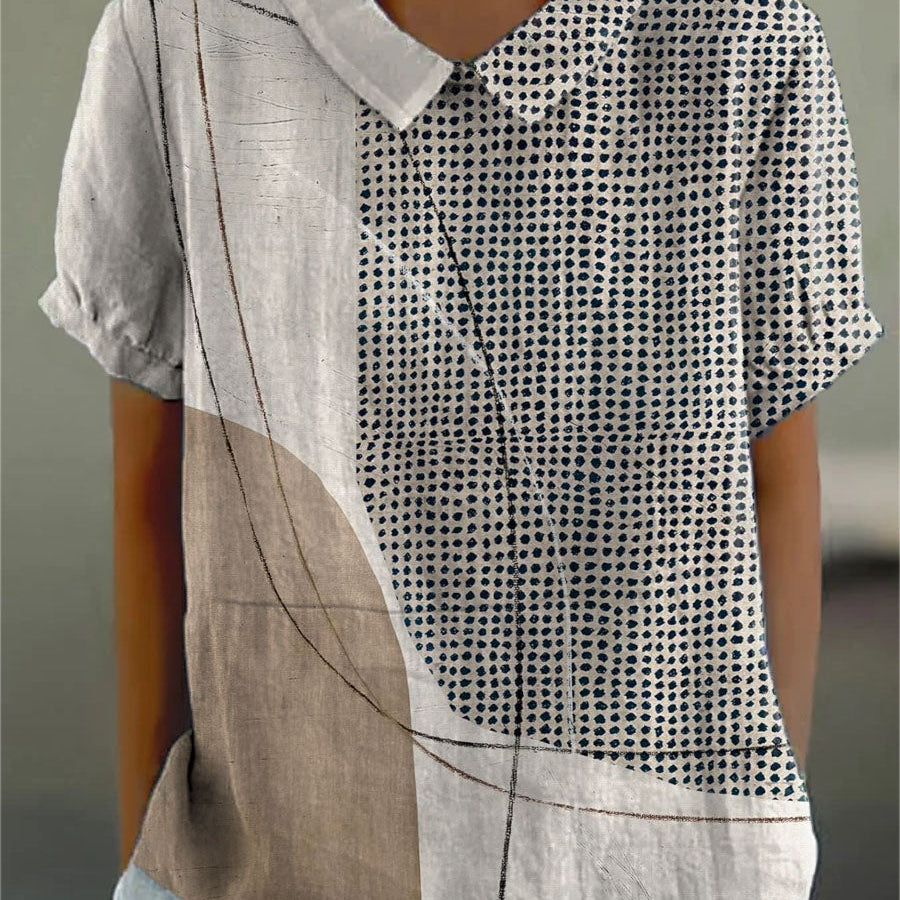 Amber - Blouse with Abstract Dots and Lines