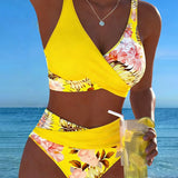 Faye | Bikini with Contrasting Floral Print and Slit
