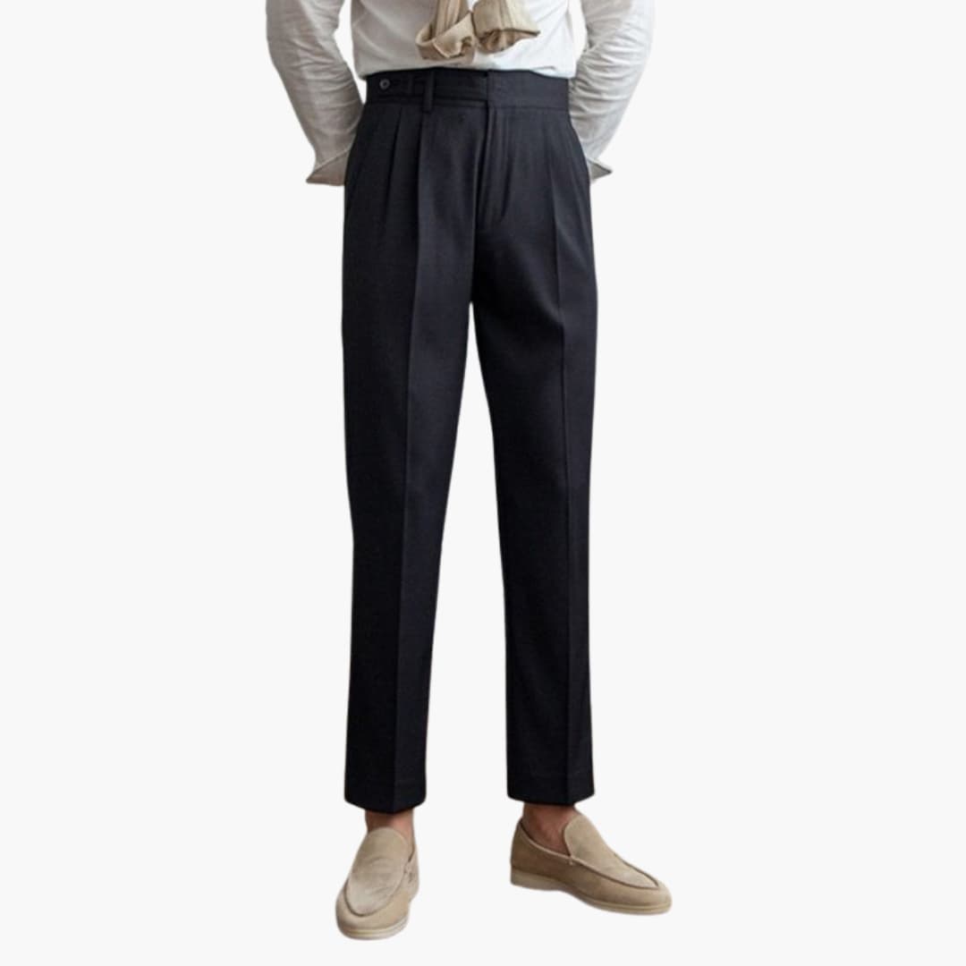 Ronan men's pleated high waist tapered pants, view 2