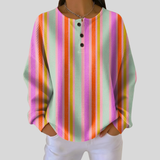 Muriel multicolor stripe waffle knit sweater, front view