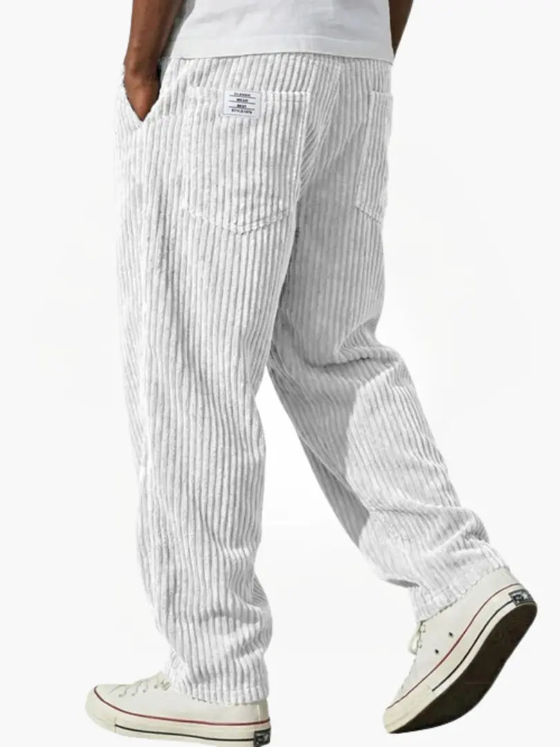 Earl men's wide wale corduroy pants in White, view 6