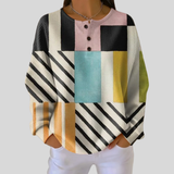 Carrie color block and stripe waffle knit sweater, front view