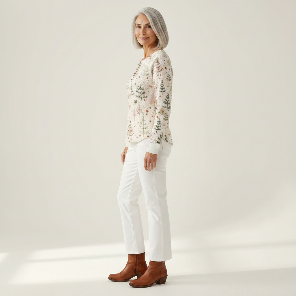 Hazel fall forest waffle knit sweater, view 4