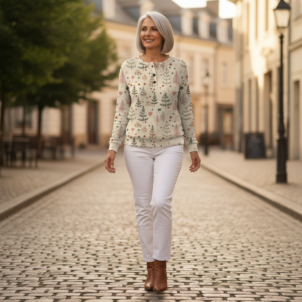 Hazel fall forest waffle knit sweater, view 6
