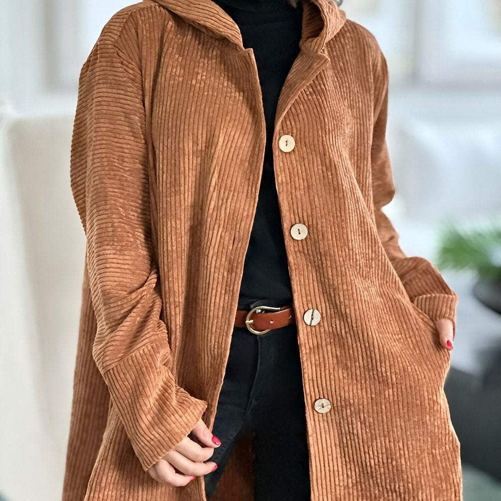 Abigail - Corduroy Hooded Cardigan