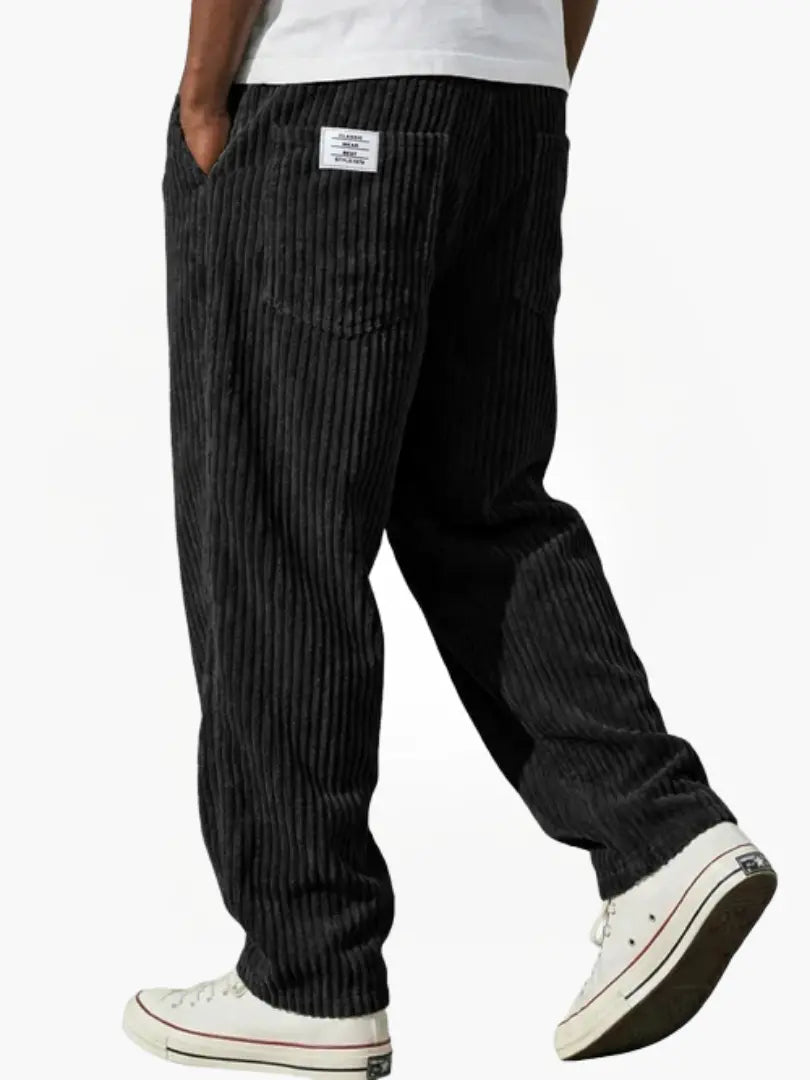Earl men's wide wale corduroy pants in Black, view 7