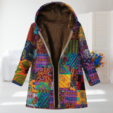 Rebecca | Multicolor Patchwork Fleece-Lined Coat