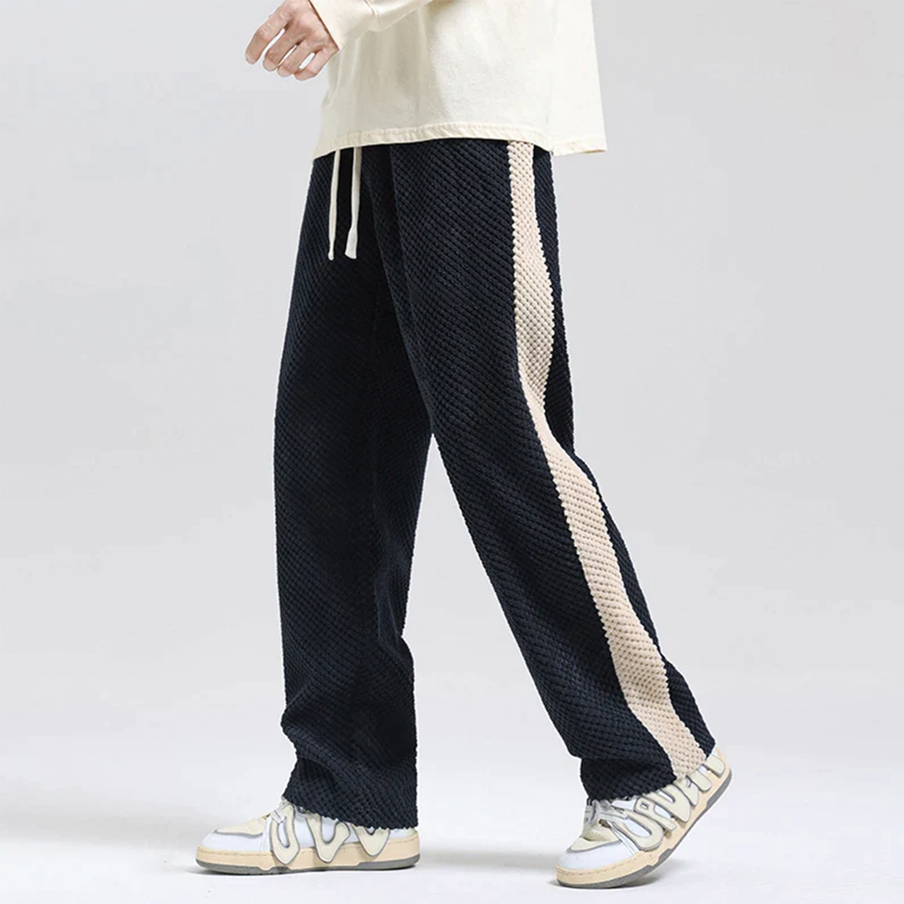 Aiden men's side stripe corduroy joggers in Black, view 4