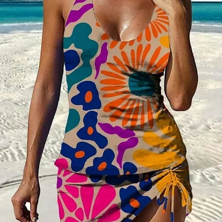Aurora | Floral Print Tummy Control Tankini with Shorts