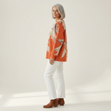 Marion orange maple leaf waffle knit sweater, view 4