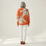 Marion orange maple leaf waffle knit sweater, view 5
