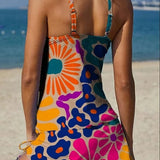 Aurora | Floral Print Tummy Control Tankini with Shorts