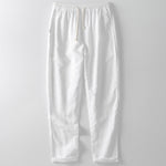 Ralph men's washed cotton drawstring pants in White, front view