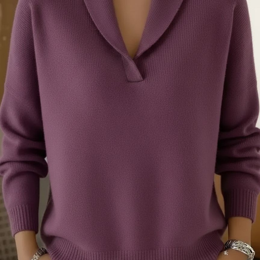 Louise | Shawl Collar V-Neck Sweater