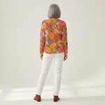 Florence orange floral waffle knit sweater, view 5