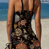 Aurora | Floral Print Tummy Control Tankini with Shorts