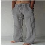Teddy men's linen blend drawstring pants in Light Gray, view 9