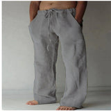 Teddy men's linen blend drawstring pants in Light Gray, view 9