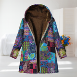 Rachel | Multicolor Patchwork Print Fleece-Lined Coat