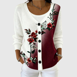 Georgia | Burgundy Floral Button-Front Cardigan