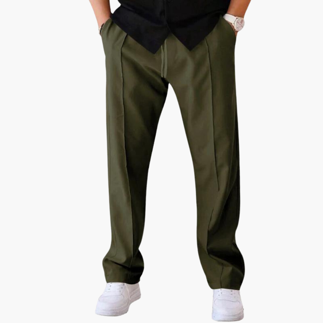 Donovan men's everyday textured straight leg pants in Green, view 9