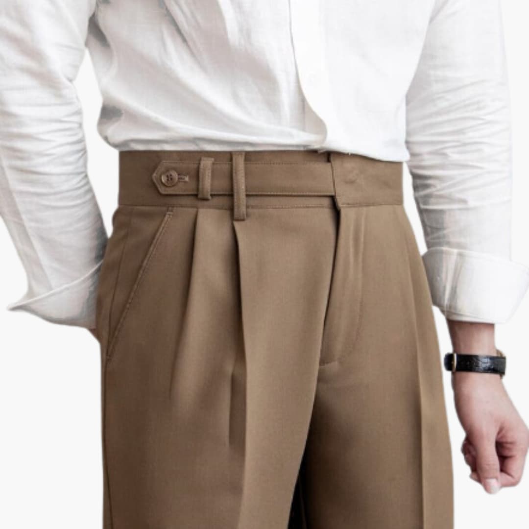 Ronan men's pleated high waist tapered pants, view 9