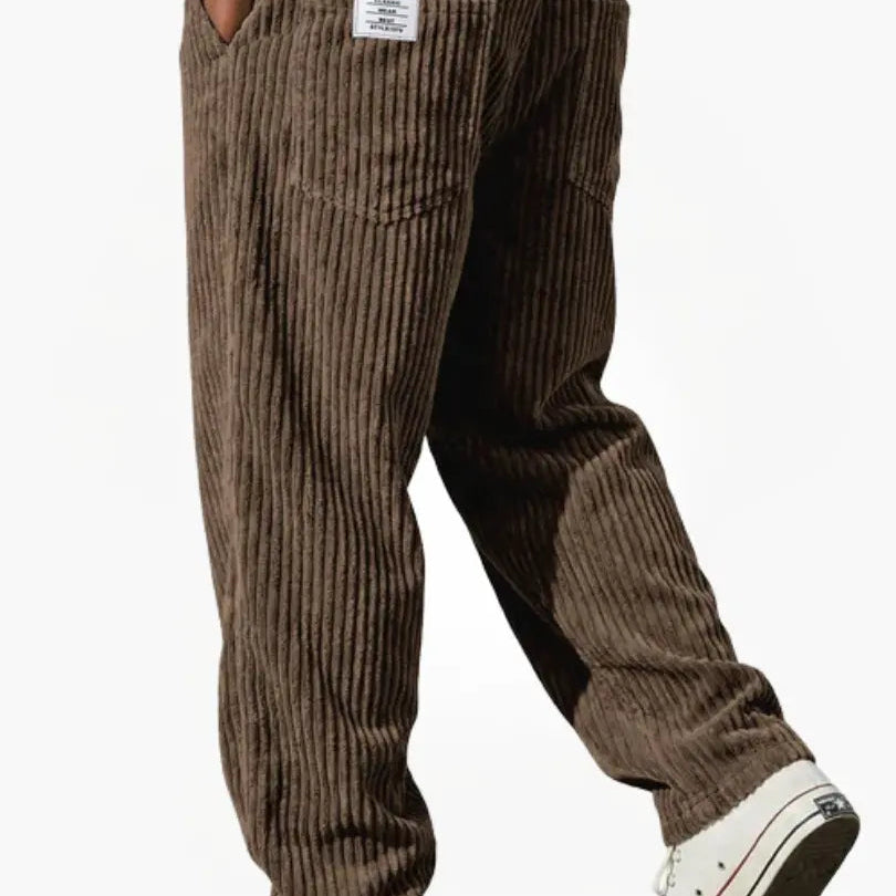 Earl men's wide wale corduroy pants in Brown, view 9