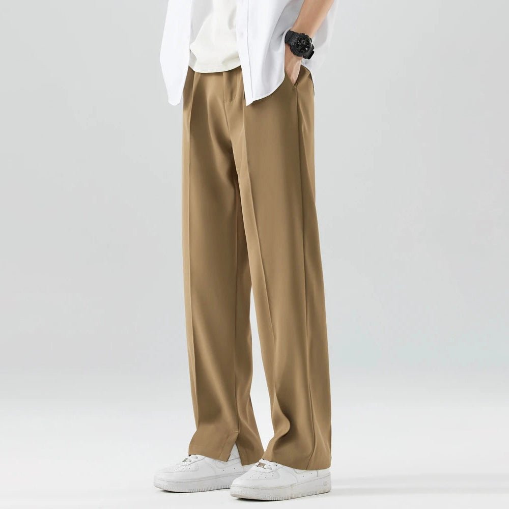 Linden men's wide leg lounge pants in Khaki, front view