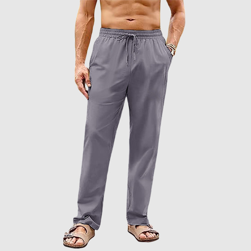 Thatcher men's linen drawstring pants in Gray, view 5