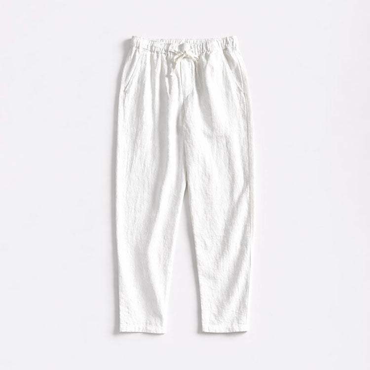 Chad men's cotton linen tapered pants in White, view 3