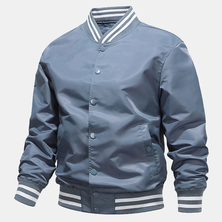 Hudson | Ribbed Trim Baseball Jacket