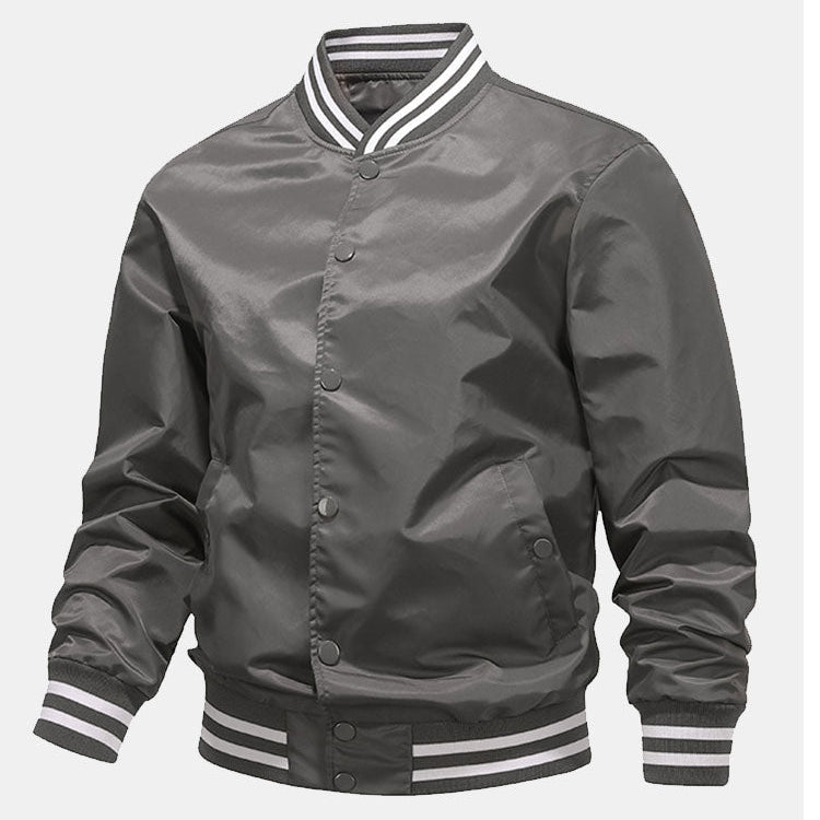 Hudson | Ribbed Trim Baseball Jacket