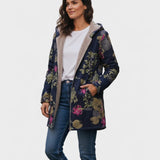 Gabrielle | Navy Coat with Floral Print