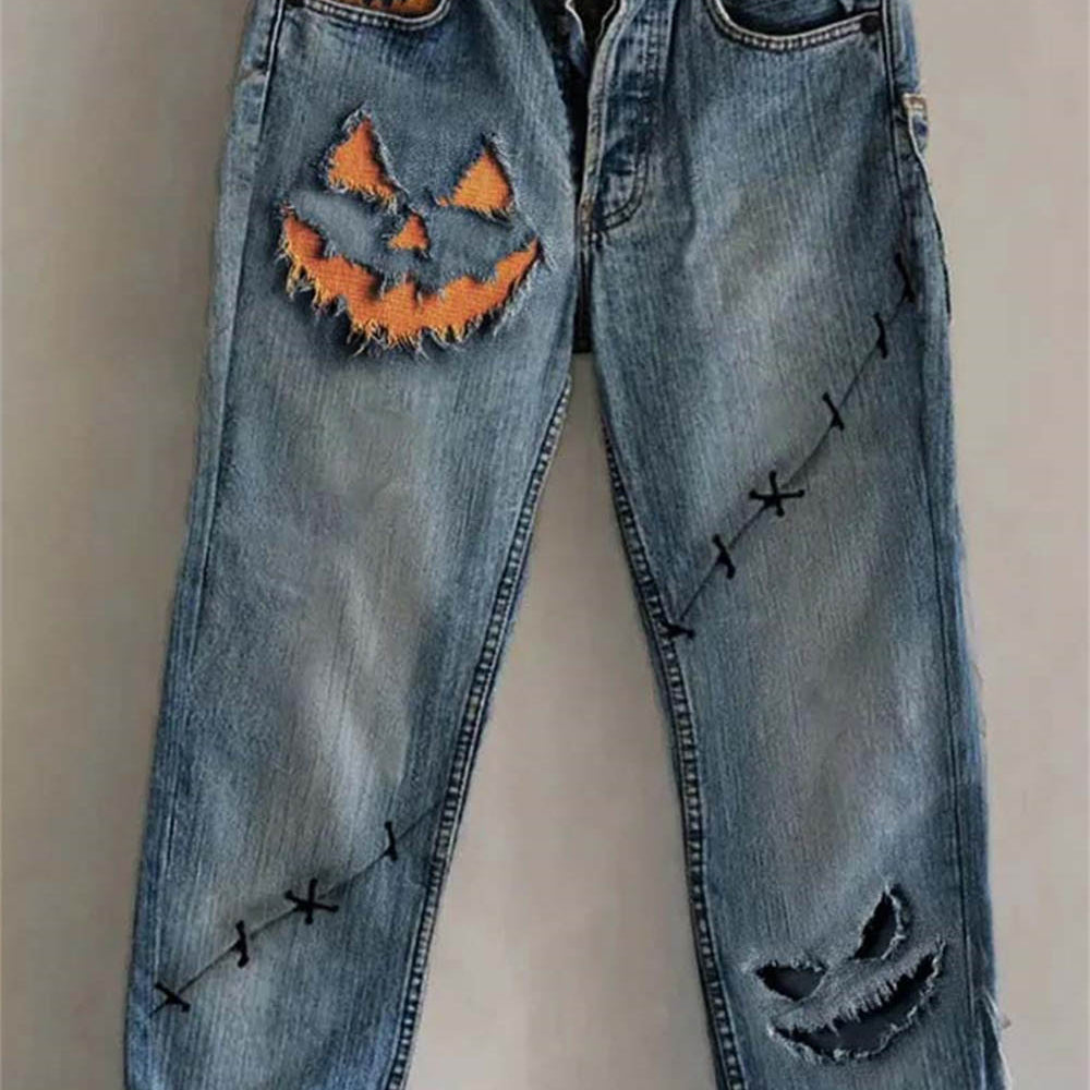 Eliana pumpkin ankle jeans in blue, front view