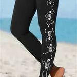 Lenora skeleton ankle leggings in black, front view