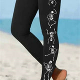 Lenora skeleton ankle leggings in black, front view