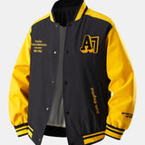 Jensen | Stand Collar Baseball Jacket with Contrast Embroidery
