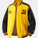 Jensen | Stand Collar Baseball Jacket with Contrast Embroidery