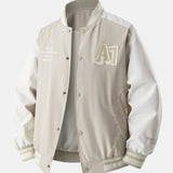 Jensen | Stand Collar Baseball Jacket with Contrast Embroidery